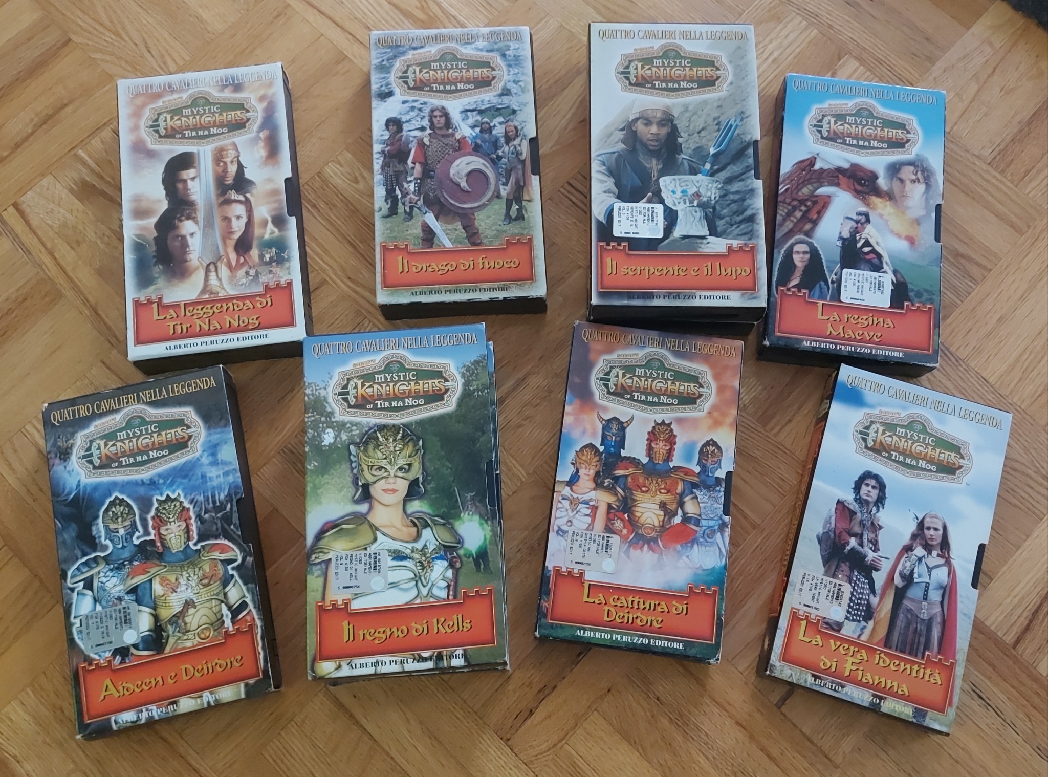 Eight of the Italian home release VHS tapes for Mystic Knights of Tir Na Nog.