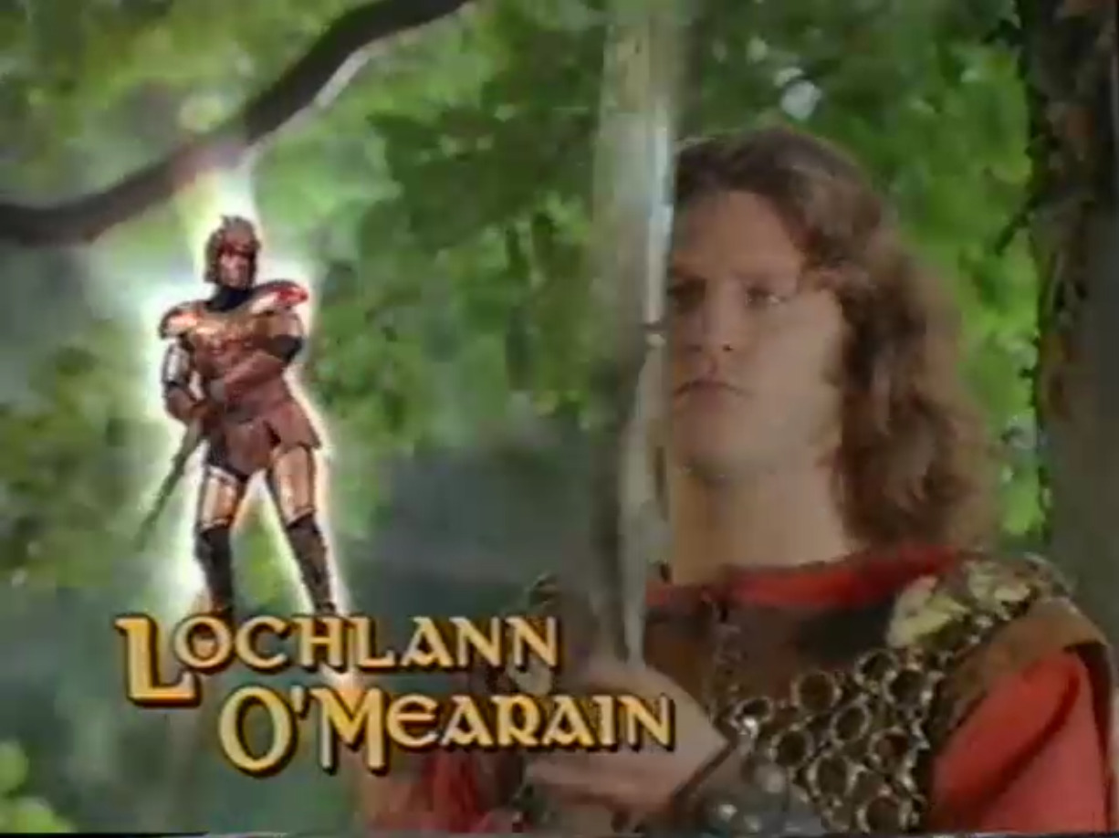 Screenshot of Lochlann O'Mearain's credit from the digitized Italian release for the 'King's Bride' episode. His first name is spelled as 'Lochlann' instead of 'Lochlainn'.